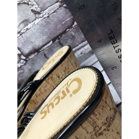 Circus Sam Edelmen RUBY Black Synthetic Cork Wedge Platform Sandals Women 8M/38 - Picture 14 of 16